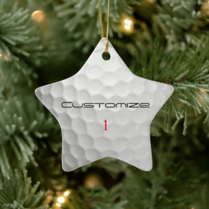 White Dimpled Golf Ball Texture Custom Name Number Ceramic Ornament
