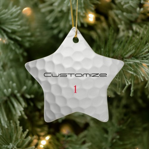 White Dimpled Golf Ball Texture Custom Name Number Ceramic Ornament