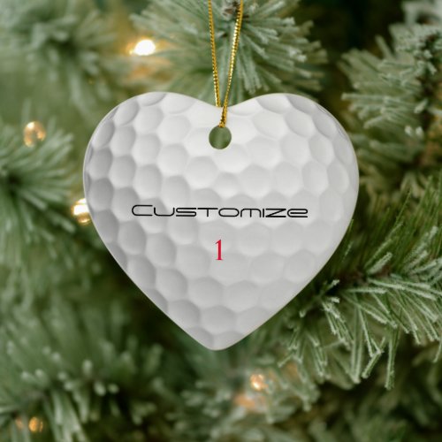 White Dimpled Golf Ball Texture Custom Name Number Ceramic Ornament