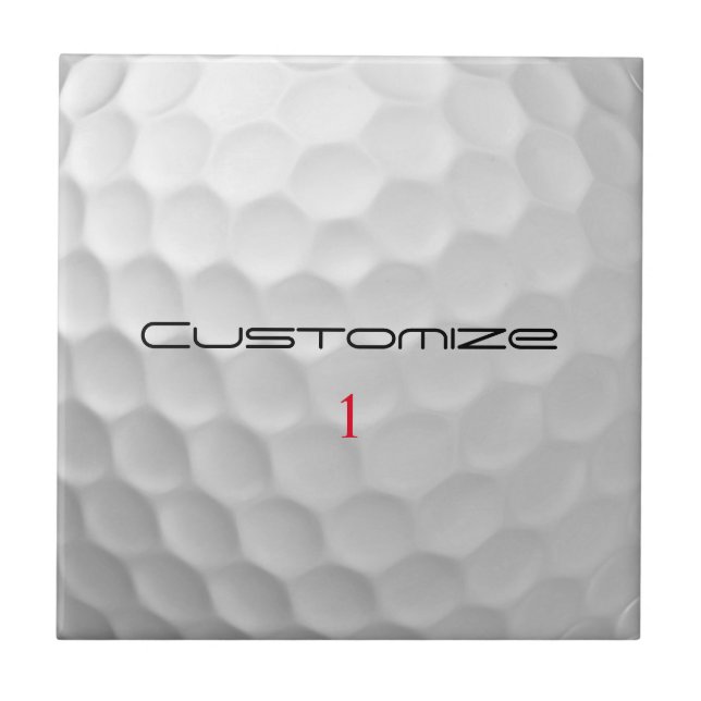 White Dimpled Golf Ball Texture Custom Name Number Ceramic Tile (Front)