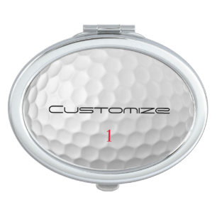White Dimpled Golf Ball Texture Custom Name Number Compact Mirror