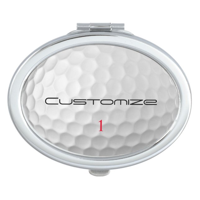 White Dimpled Golf Ball Texture Custom Name Number Compact Mirror (Front)