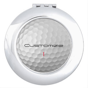 White Dimpled Golf Ball Texture Custom Name Number Compact Mirror