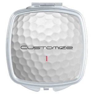 White Dimpled Golf Ball Texture Custom Name Number Compact Mirror