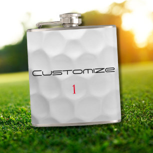 White Dimpled Golf Ball Texture Custom Name Number Flask