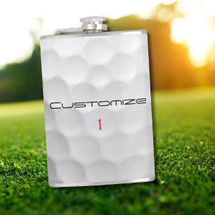 White Dimpled Golf Ball Texture Custom Name Number Flask