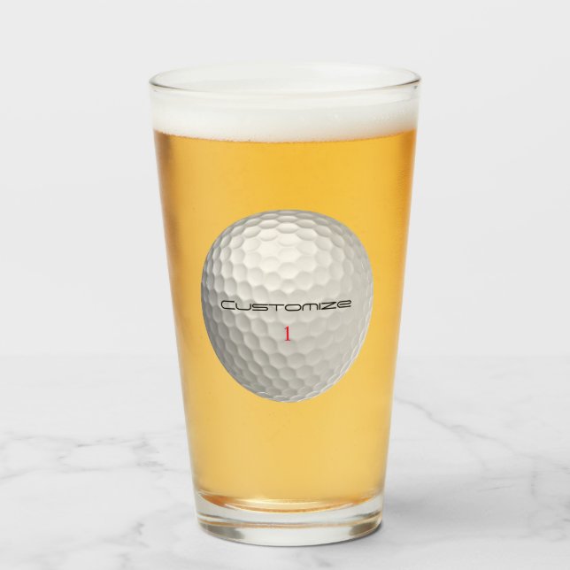 White Dimpled Golf Ball Texture Custom Name Number Glass (Front Filled)