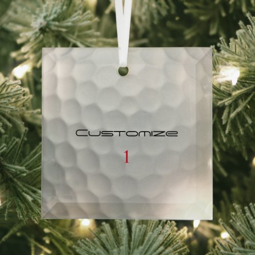 White Dimpled Golf Ball Texture Custom Name Number Glass Ornament
