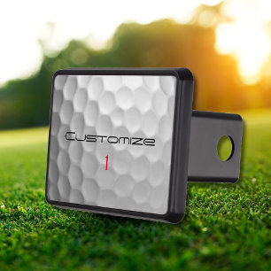 White Dimpled Golf Ball Texture Custom Name Number Hitch Cover
