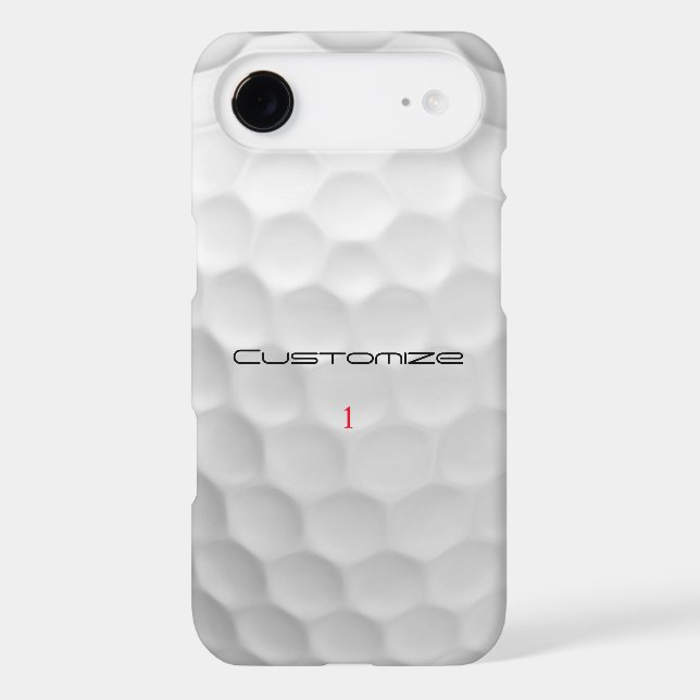 White Dimpled Golf Ball Texture Custom Name Number iPhone Case (Back)