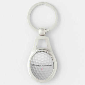 White Dimpled Golf Ball Texture Custom Name Number Keychain