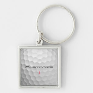 White Dimpled Golf Ball Texture Custom Name Number Keychain