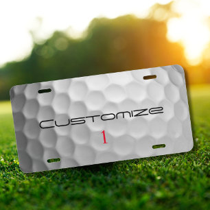 White Dimpled Golf Ball Texture Custom Name Number License Plate