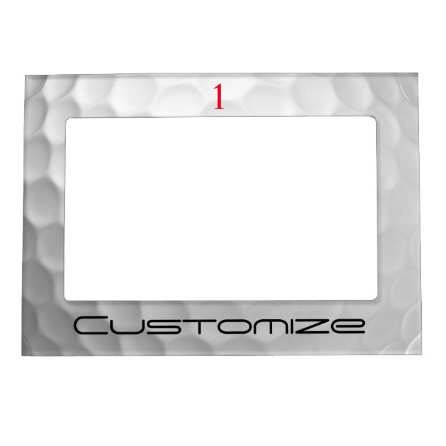 White Dimpled Golf Ball Texture Custom Name Number Magnetic Frame (Front)