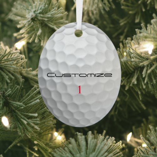 White Dimpled Golf Ball Texture Custom Name Number Metal Ornament