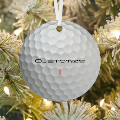 White Dimpled Golf Ball Texture Custom Name Number Metal Ornament