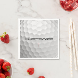 White Dimpled Golf Ball Texture Custom Name Number Napkins