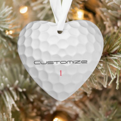 White Dimpled Golf Ball Texture Custom Name Number Ornament