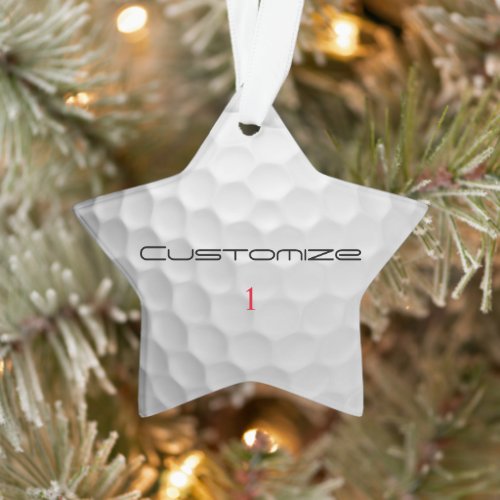 White Dimpled Golf Ball Texture Custom Name Number Ornament