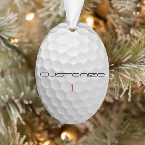 White Dimpled Golf Ball Texture Custom Name Number Ornament