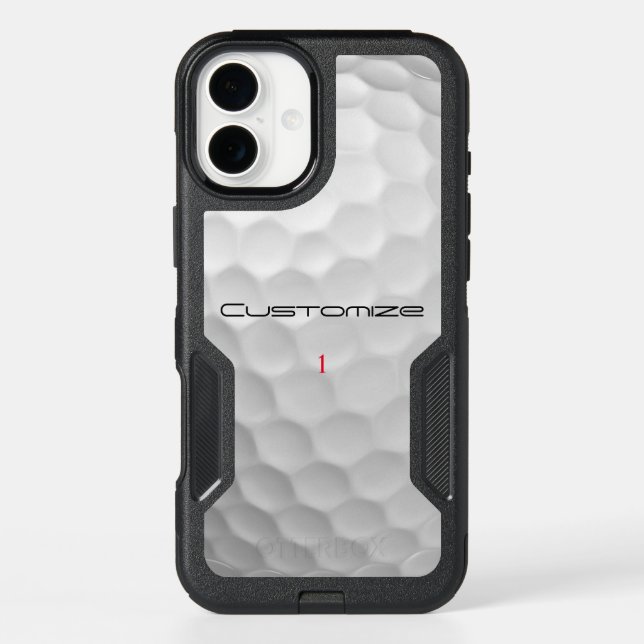 White Dimpled Golf Ball Texture Custom Name Number Otterbox iPhone Case (Back)