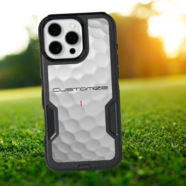 White Dimpled Golf Ball Texture Custom Name Number Otterbox iPhone Case (Creator Uploaded)