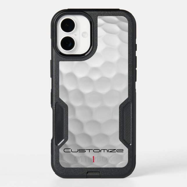 White Dimpled Golf Ball Texture Custom Name Number Otterbox iPhone Case (Back)