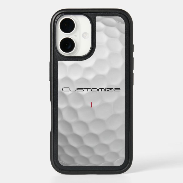 White Dimpled Golf Ball Texture Custom Name Number Otterbox iPhone Case (Back)