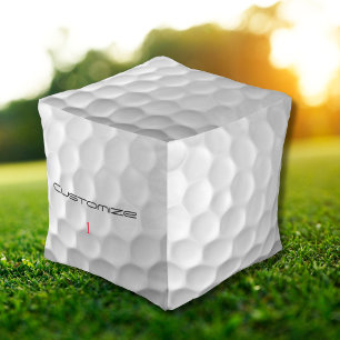 White Dimpled Golf Ball Texture Custom Name Number Pouf