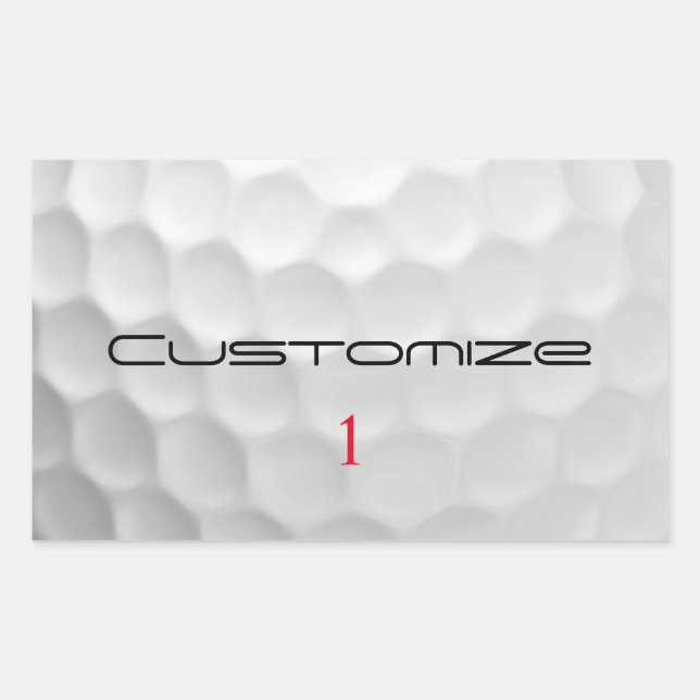 White Dimpled Golf Ball Texture Custom Name Number Rectangular Sticker (Front)