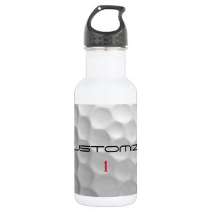 White Dimpled Golf Ball Texture Custom Name Number Stainless Steel Water Bottle