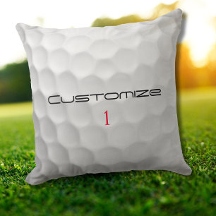 White Dimpled Golf Ball Texture Custom Name Number Throw Pillow