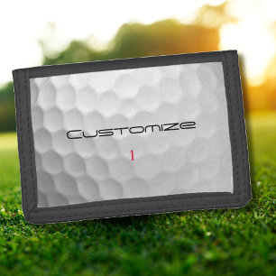 White Dimpled Golf Ball Texture Custom Name Number Tri-fold Wallet