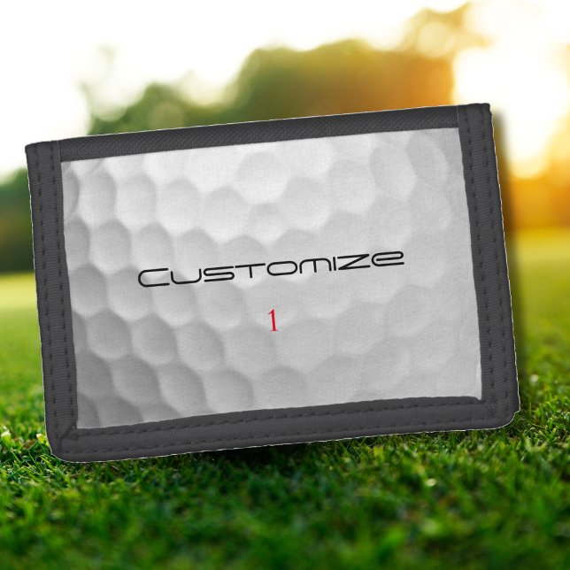 White Dimpled Golf Ball Texture Custom Name Number Trifold Wallet (Creator Uploaded)