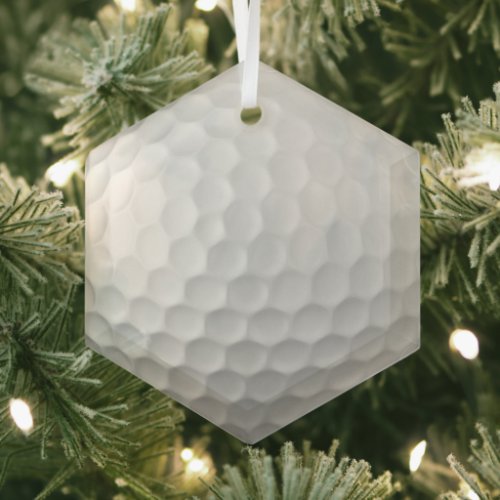 White Dimpled Golf Ball Texture Glass Ornament