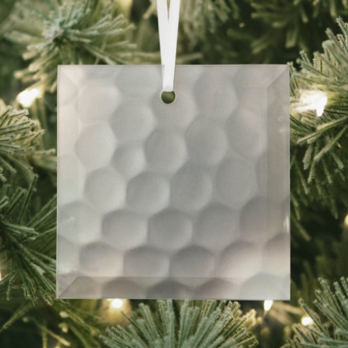 White Dimpled Golf Ball Texture Glass Ornament