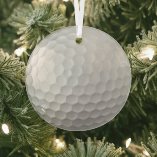 White Dimpled Golf Ball Texture Glass Ornament