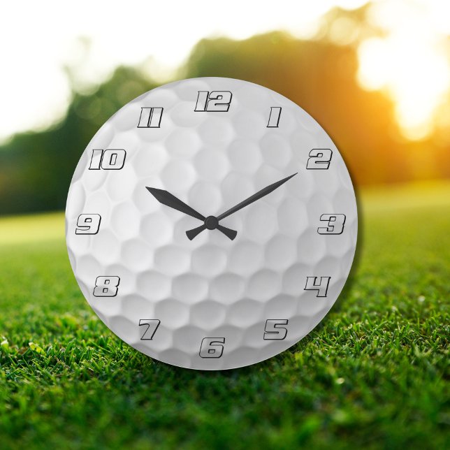 White Dimpled Golf Ball Texture Large Clock (Creator Uploaded)
