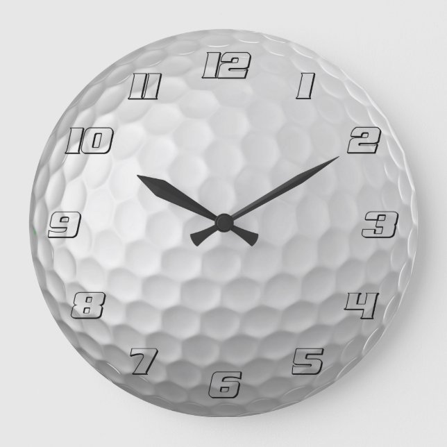 White Dimpled Golf Ball Texture Large Clock (Front)