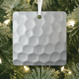White Dimpled Golf Ball Texture Metal Ornament