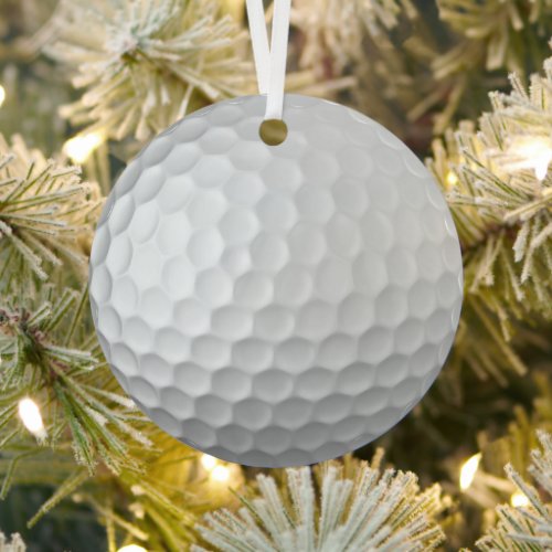 White Dimpled Golf Ball Texture Metal Ornament