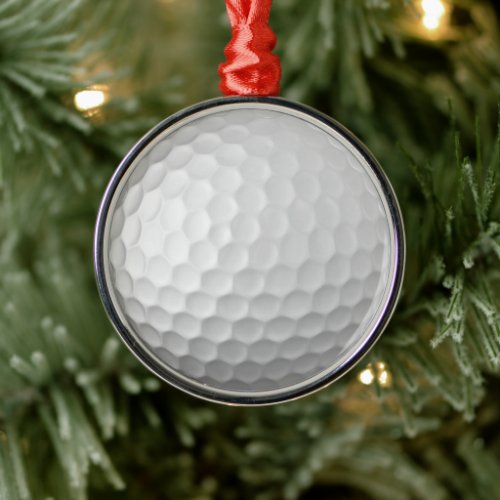 White Dimpled Golf Ball Texture Metal Ornament
