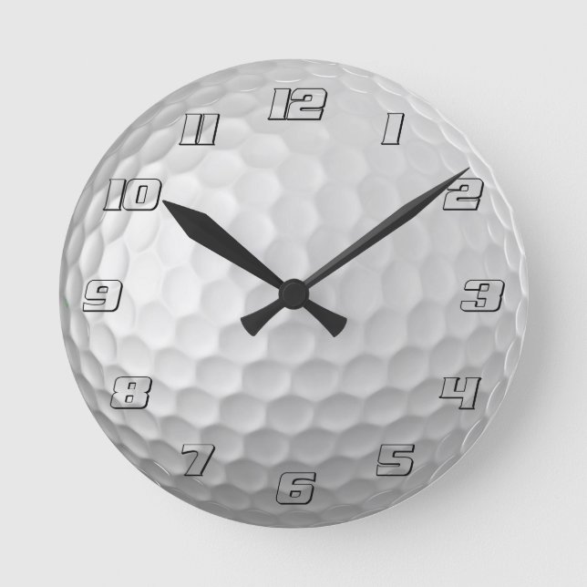 White Dimpled Golf Ball Texture Round Clock (Front)
