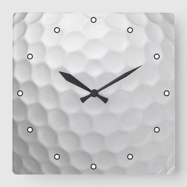White Dimpled Golf Ball Texture Square Wall Clock (Front)