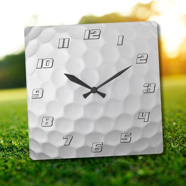 White Dimpled Golf Ball Texture Square Wall Clock (Creator Uploaded)
