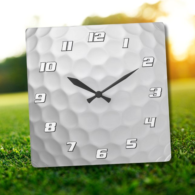 White Dimpled Golf Ball Texture Square Wall Clock (Creator Uploaded)