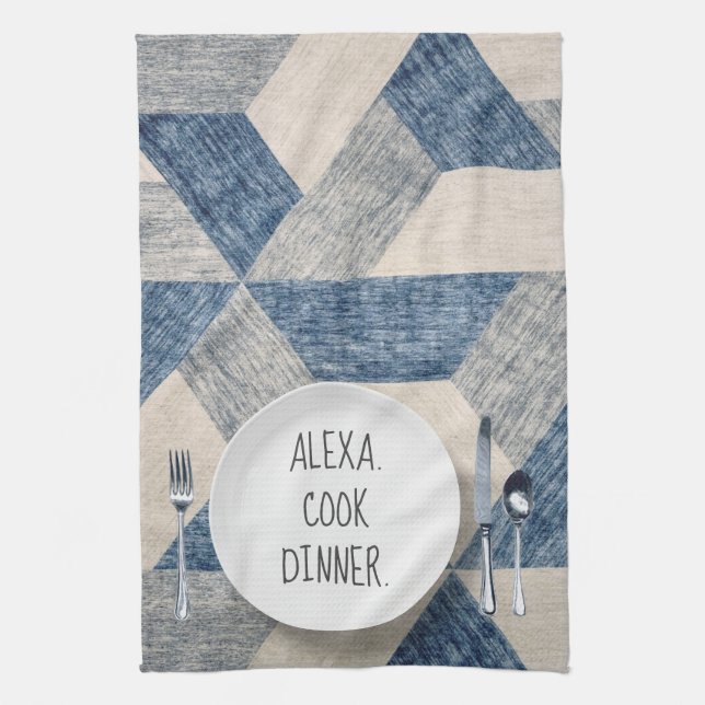 White Dinner Plate with Command Kitchen Towel (Vertical)