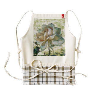 White discolored rose zazzle HEART apron