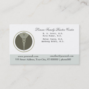 White Doctor Caduceus Medical Clinic Appointment Card