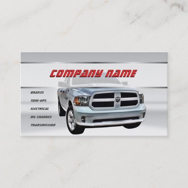 White Dodge Pickup Business Cards (Front)
